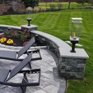 eco friendly landscape lighting used in local hardscaping project
